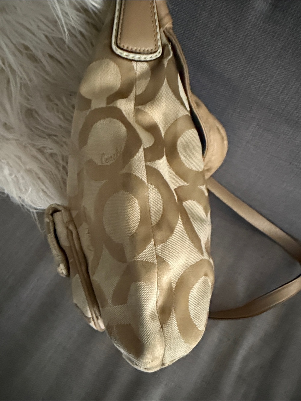 Coach Beige Signature Canvas Hobo with Leather Trim - Picture 6 of 12